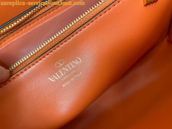 Replica Valentino Stud Sign Shoulder Bag In Orange Nappa Leather 12