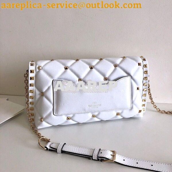 Replica Valentino Garavani Candystud Leather Clutch with VLTN White 5