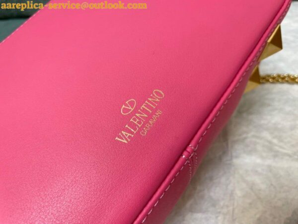 Replica Valentino Stud Sign Shoulder Bag In Pink Nappa Leather 7