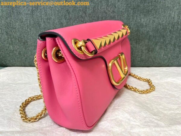 Replica Valentino Stud Sign Shoulder Bag In Pink Nappa Leather 10