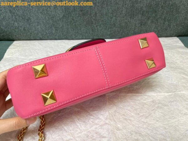 Replica Valentino Stud Sign Shoulder Bag In Pink Nappa Leather 11