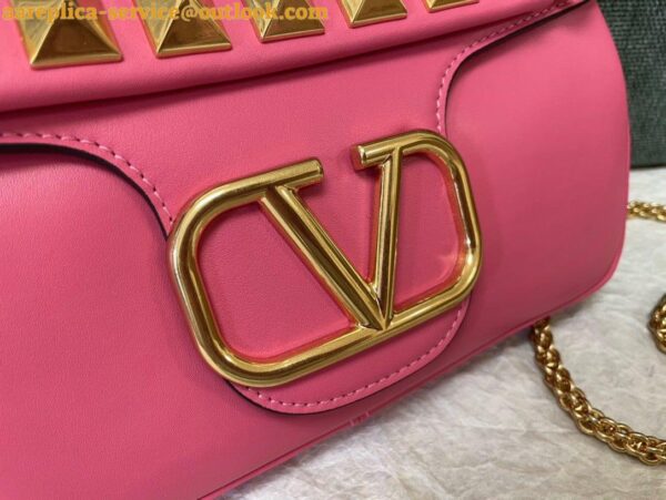 Replica Valentino Stud Sign Shoulder Bag In Pink Nappa Leather 12