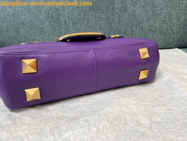 Replica Valentino Stud Sign Shoulder Bag In Purple Nappa Leather 7