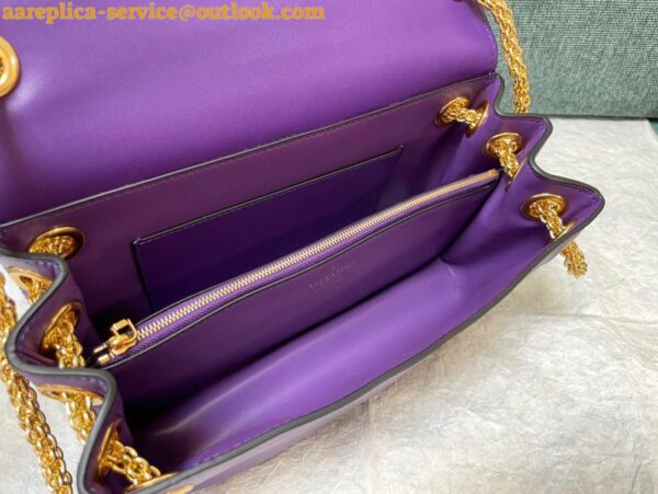 Replica Valentino Stud Sign Shoulder Bag In Purple Nappa Leather 10