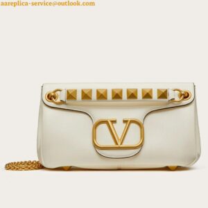 Replica Valentino Stud Sign Shoulder Bag In White Nappa Leather