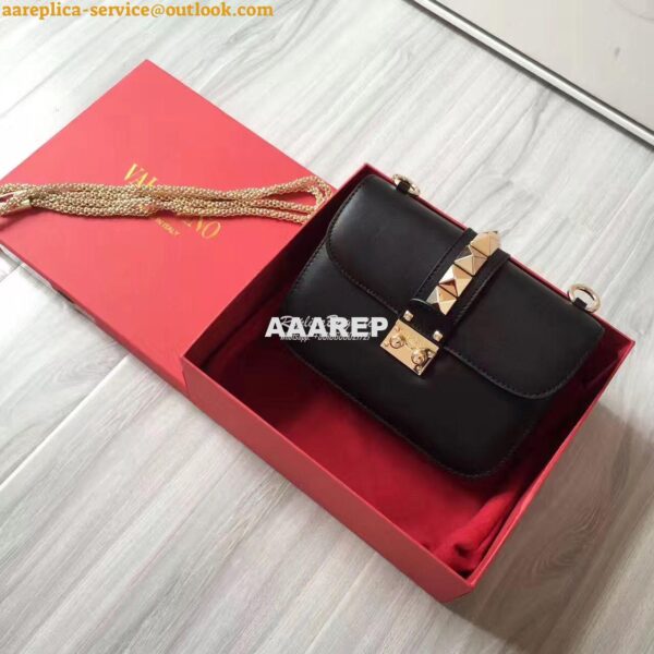 Replica Valentino Garavani Chain Cross Body Bag Black 4