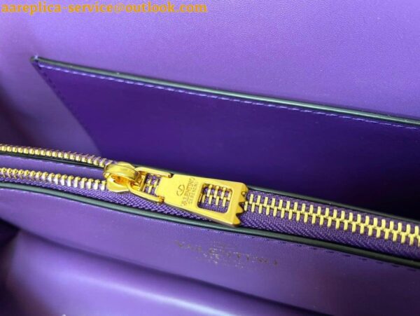 Replica Valentino Stud Sign Shoulder Bag In Purple Nappa Leather 13