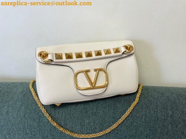 Replica Valentino Stud Sign Shoulder Bag In White Nappa Leather 7