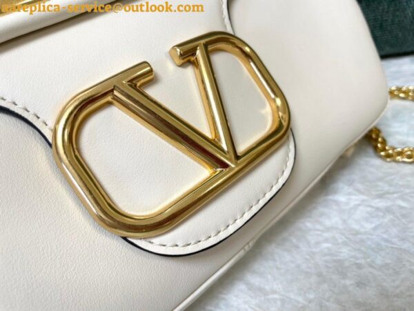 Replica Valentino Stud Sign Shoulder Bag In White Nappa Leather 12