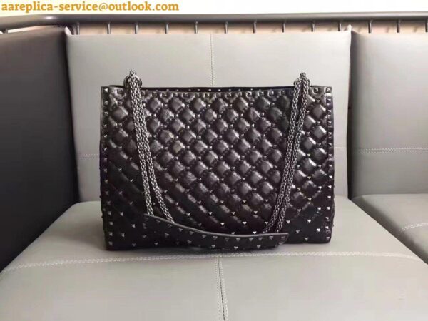 Replica Valentino All Black Rockstud Spike Tote Bag 6