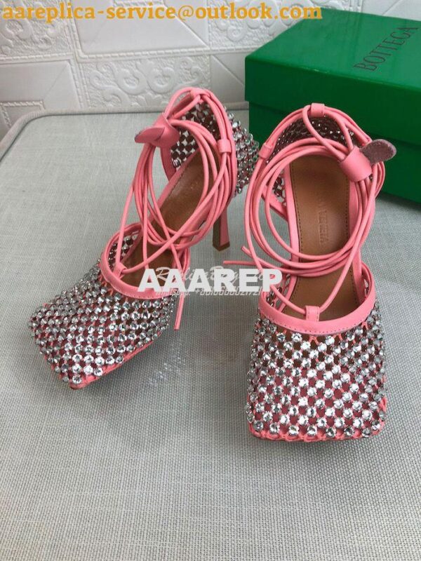 Replica Bottega Veneta BV Sparkle Stretch Rhinestone Mesh 667206 Coral 4