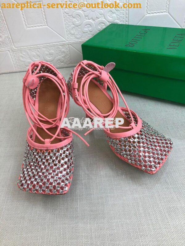 Replica Bottega Veneta BV Sparkle Stretch Rhinestone Mesh 667206 Coral 5