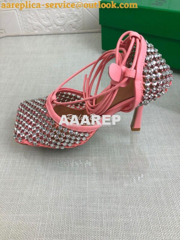 Replica Bottega Veneta BV Sparkle Stretch Rhinestone Mesh 667206 Coral 7