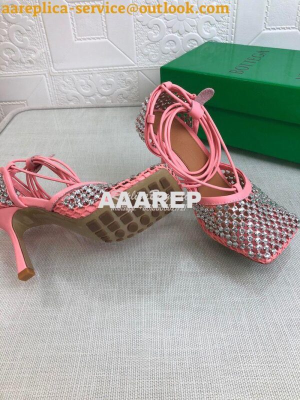 Replica Bottega Veneta BV Sparkle Stretch Rhinestone Mesh 667206 Coral 10