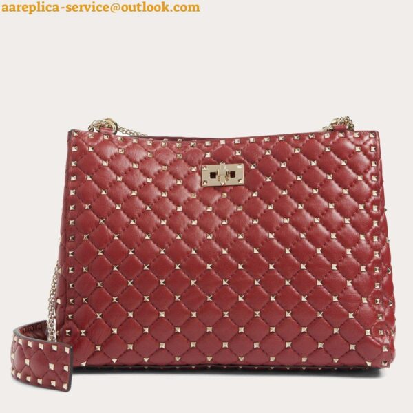 Replica Valentino Red Rockstud Spike Tote Bag 6