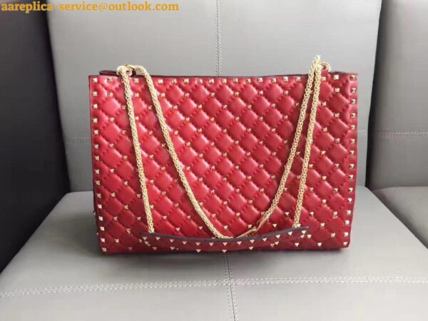 Replica Valentino Red Rockstud Spike Tote Bag 8