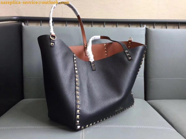 Replica Valentino Rockstud Medium Reversible Tote Bag Noir 3