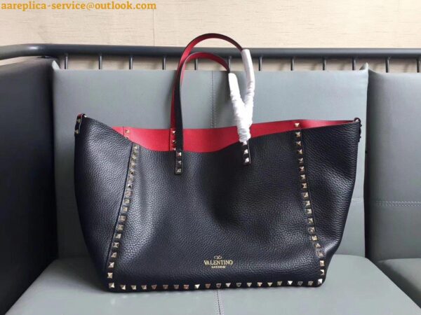 Replica Valentino Rockstud Medium Reversible Tote Black 5