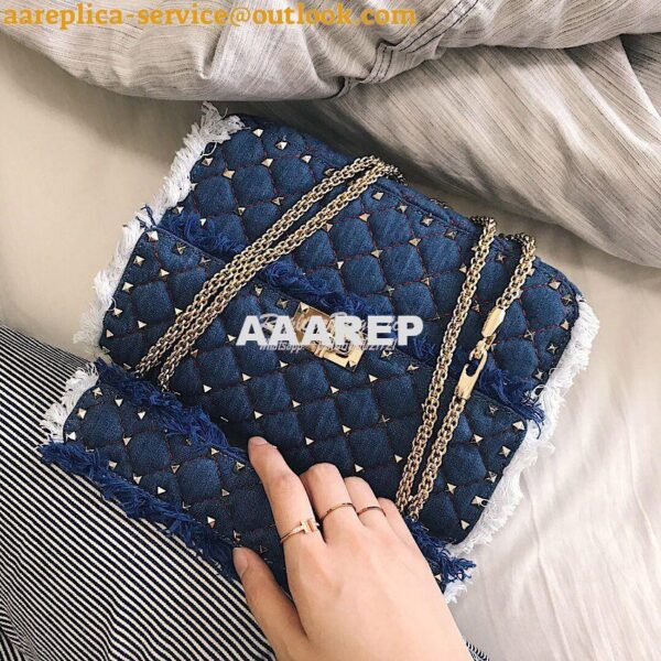 Replica Valentino Garavani Denim Rockstud Spike Bag 13