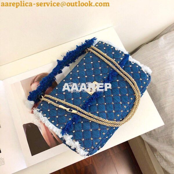 Replica Valentino Garavani Denim Rockstud Spike Bag 15