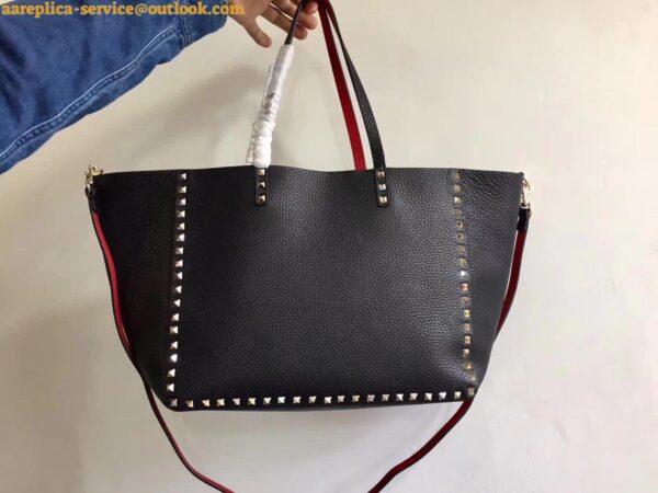 Replica Valentino Rockstud Medium Reversible Tote Black 12