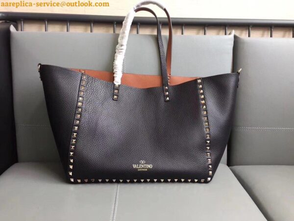 Replica Valentino Rockstud Medium Reversible Tote Bag Noir 19