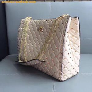 Replica Valentino White Rockstud Spike Tote Bag