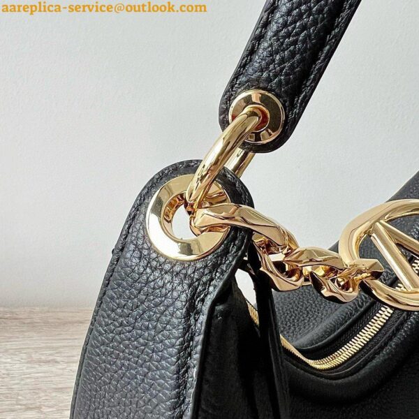 Replica Valentino VLogo Moon Small Hobo Bag with Chain in Black Leather 6