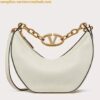 Replica Valentino VLogo Moon Small Hobo Bag with Chain in Black Leather