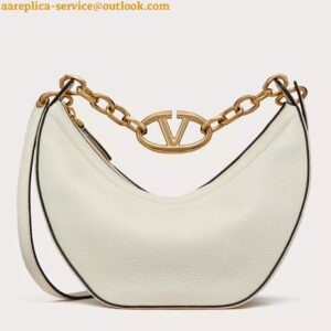 Replica Valentino VLogo Moon Small Hobo Bag with Chain in White Leather 2