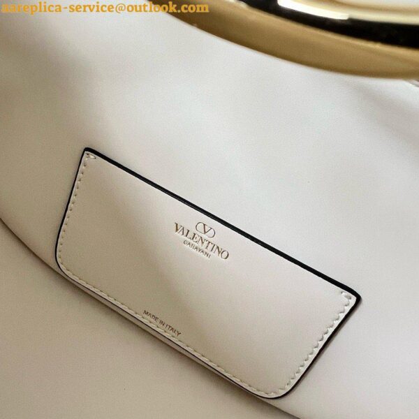 Replica Valentino VLogo Moon Small Hobo Bag with Chain in White Leather 7