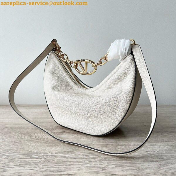 Replica Valentino VLogo Moon Small Hobo Bag with Chain in White Leather 8