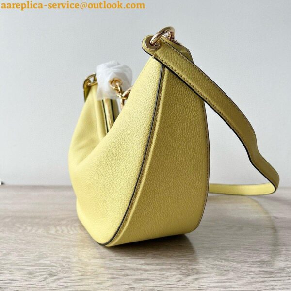 Replica Valentino VLogo Moon Small Hobo Bag with Chain in Yellow Leather 8