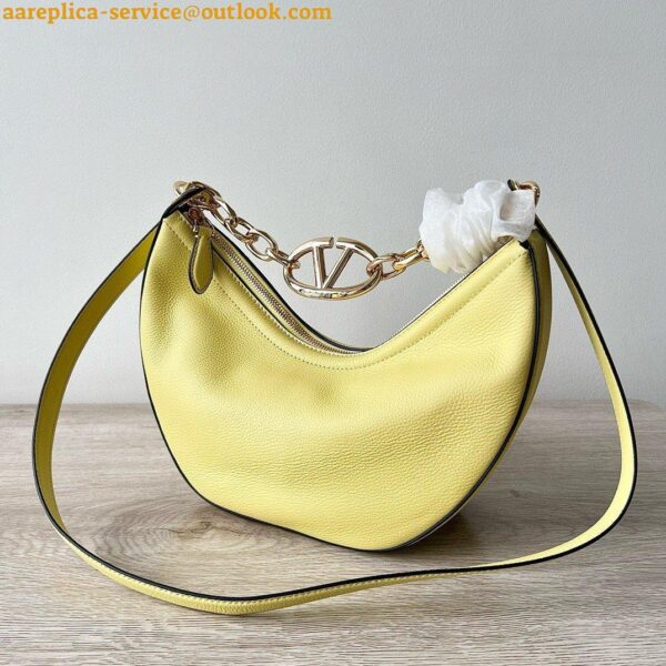 Replica Valentino VLogo Moon Small Hobo Bag with Chain in Yellow Leather 9