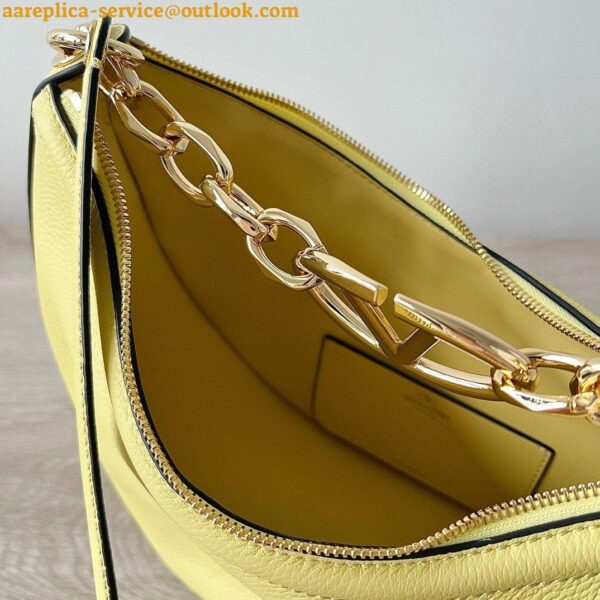 Replica Valentino VLogo Moon Small Hobo Bag with Chain in Yellow Leather 10