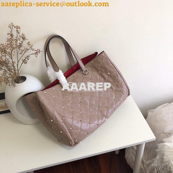 Replica Valentino Garavani Large Quilted Boomstud Top-handle Bag Rose 3