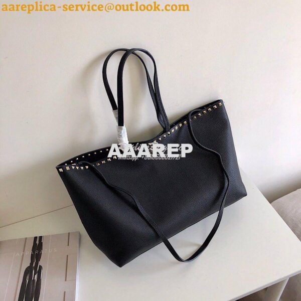 Replica Valentino Garavani Large Rockstud Tote Black 5