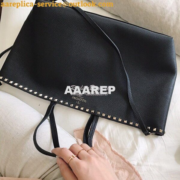 Replica Valentino Garavani Large Rockstud Tote Black 6