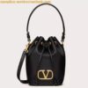 Replica Valentino VLogo Signature Mini Bucket Bag in Black Toile Iconographe