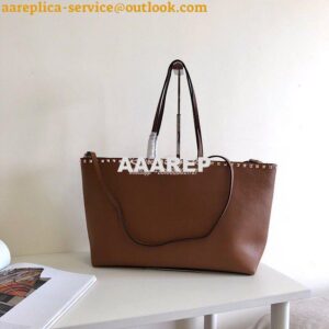 Replica Valentino Garavani Large Rockstud Tote Brown 2