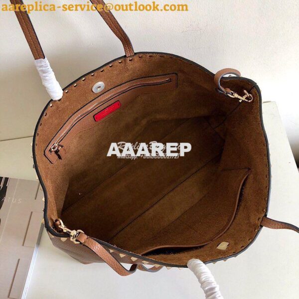 Replica Valentino Garavani Large Rockstud Tote Brown 7