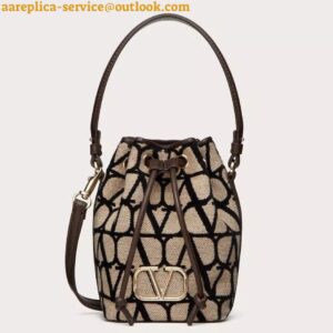 Replica Valentino VLogo Signature Mini Bucket Bag in Black Toile Iconographe