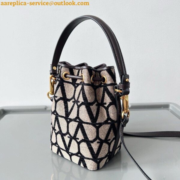 Replica Valentino VLogo Signature Mini Bucket Bag in Black Toile Iconographe 6