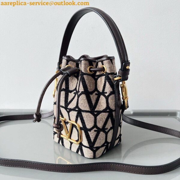 Replica Valentino VLogo Signature Mini Bucket Bag in Black Toile Iconographe 8