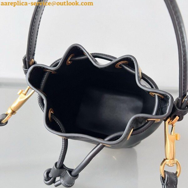 Replica Valentino VLogo Signature Mini Bucket Bag in Black Calfskin 19