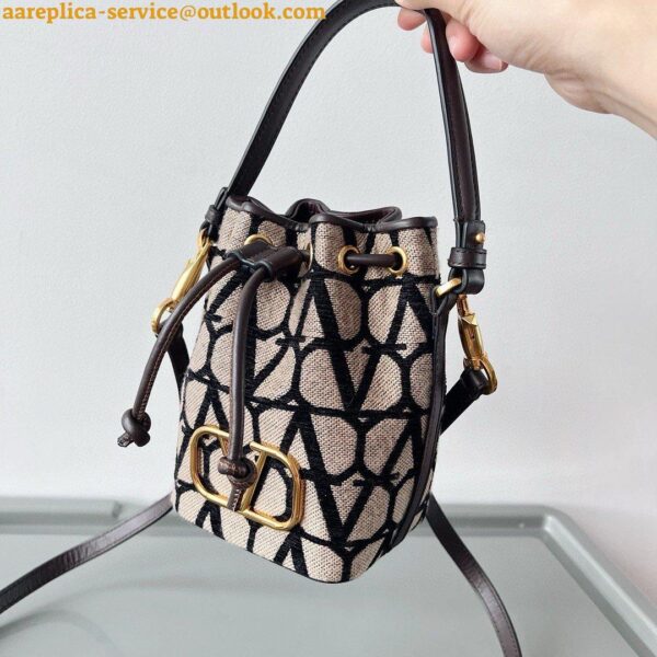 Replica Valentino VLogo Signature Mini Bucket Bag in Black Toile Iconographe 10