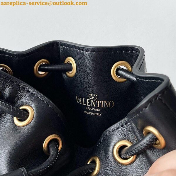 Replica Valentino VLogo Signature Mini Bucket Bag in Black Calfskin 21