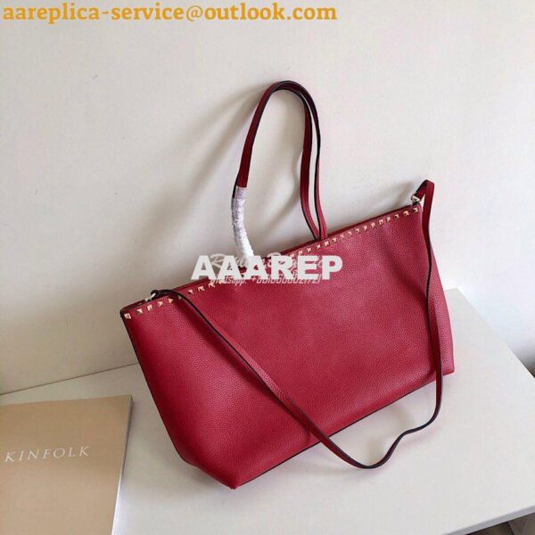 Replica Valentino Garavani Large Rockstud Tote Red 6