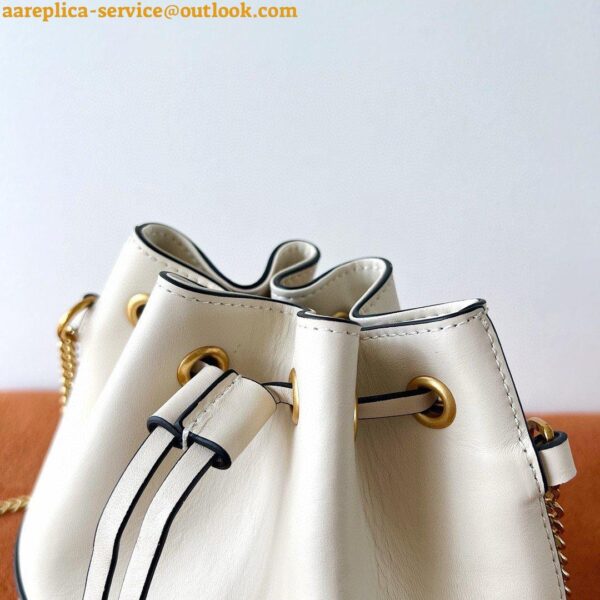 Replica Valentino VLogo Signature Mini Bucket Bag in White Calfskin 10