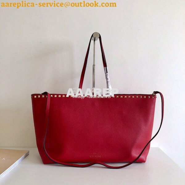 Replica Valentino Garavani Large Rockstud Tote Red 10